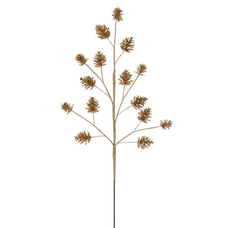 24 inch Gold Pinecone Glitter Spray