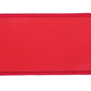 2.5" x 10 Yd Faux Leather Ribbon with Black Dupioni Backing Black | Red