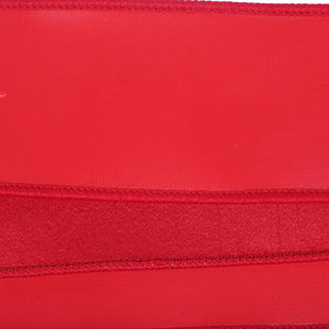 2.5" x 10 Yd Faux Leather Ribbon with Black Dupioni Backing Black | Red