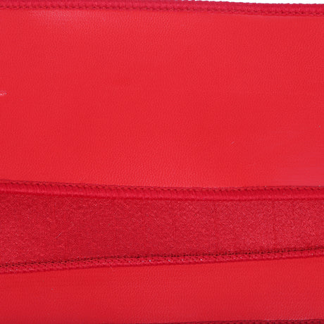 Faux Leather Ribbon with Black Dupioni Backing Black, Red, additional view
