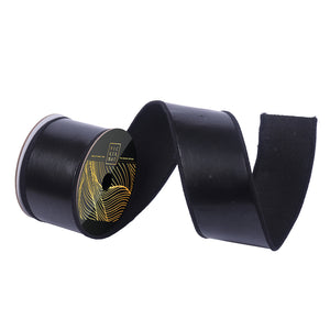 2.5" x 10 Yd Faux Leather Ribbon with Black Dupioni Backing Black | Red