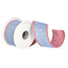 2.5" Blue Chambray Taffeta Checks | Fused Piping | Ribbon- 5 Yards