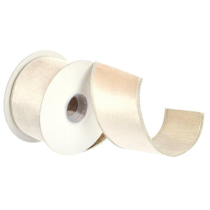 2.5" | 4" x 5yd Champagne Velvet/Metallic Dupioni Double Fused Back Ribbon