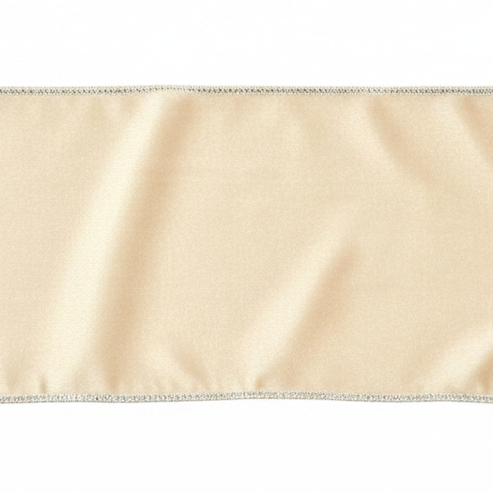 2.5" | 4" x 5yd Champagne Velvet/Metallic Dupioni Double Fused Back Ribbon