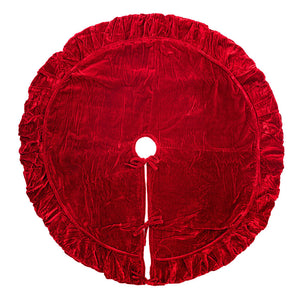 60" | 84" Plush Velvet Christmas Tree Skirt | Red, Midnight Blue, or Champagne