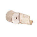 4" x 10 Yards Champagne White Feather or Burnish Orange Champagne Leaf Wired Ribbon