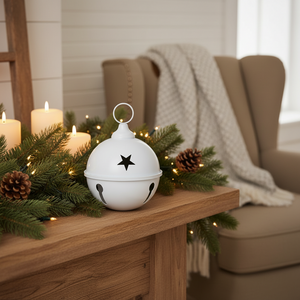 6" White Iron Bell Ornament