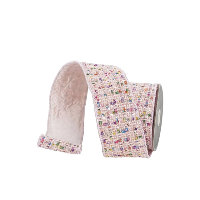 2.5" x 10YD Pink Confetti Tweed Ribbon