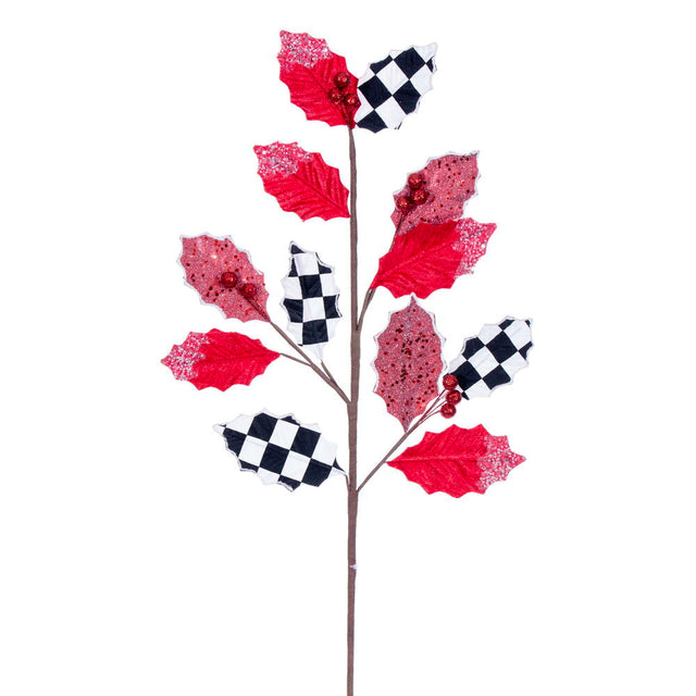26" x 10" Red/White/Black Leaf Spray