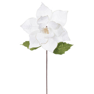 20" Classic Velvet Poinsettia Stem | Cream or Green