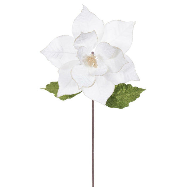 20" Classic Velvet Poinsettia Stem | Cream or Green