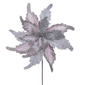 20" Grand Velvet Poinsettia Stem | Black or Pewter