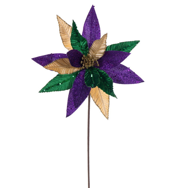 20" Mardi Gras Sequin Flower Spray