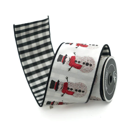 4 inch x 5 yards Jackfrost Farrisilk Wired Ribbon, Red, Black, White