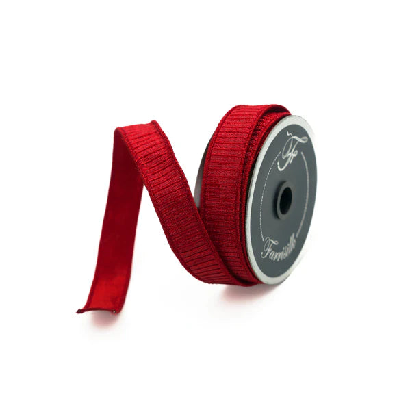1"X10YD Red Pleated Metallic Farrisilk Ribbon