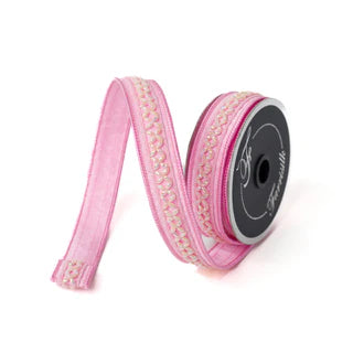 1"X10YD Pink Opalescent Jewel Ribbon
