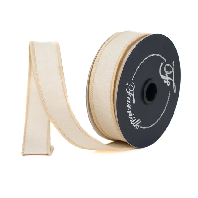1" | 4" x 10YDS Beige Dupioni Ribbon by Farrisilk