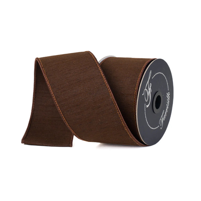 2.5" x 10 Yards Farrisilk Chocolate Brown Dupioni Ribbon