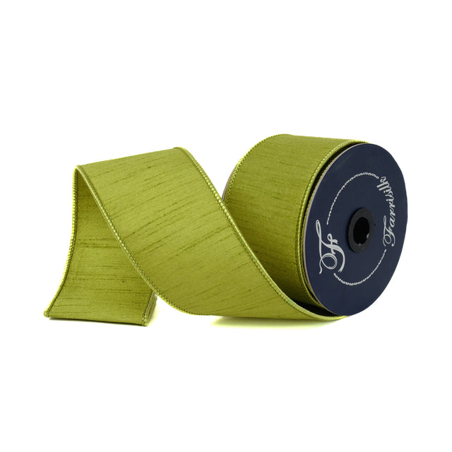 2.5" x 10 Yards Farrisilk Olive Green Dupioni Ribbon |