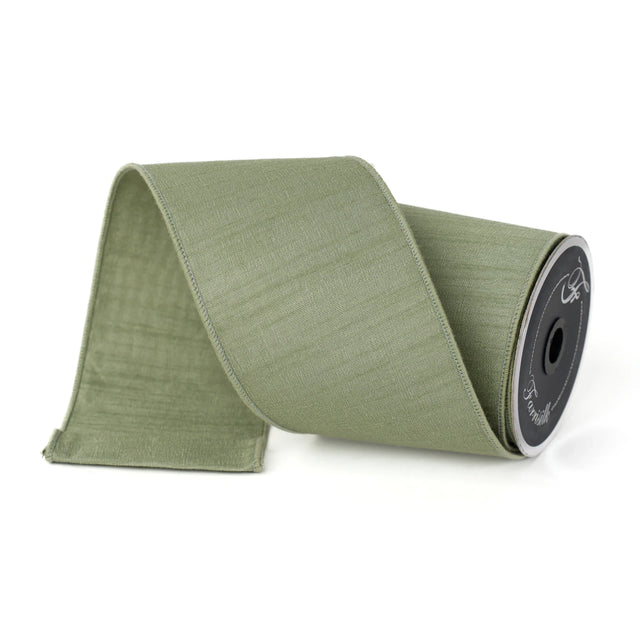 2.5" | 4" x 10YDS Farrisilk Sage Green Dupioni Ribbon