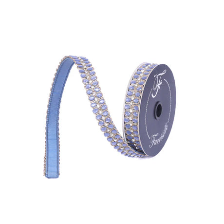 1 inch x 5 yards Steel Blue Pendeloque Farrisilk Luxury Wired Ribbon