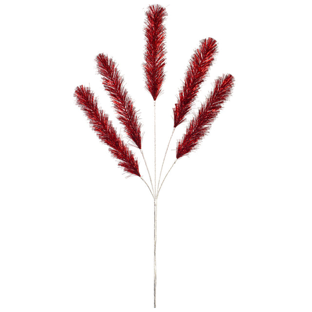 31" Red Tinsel Brush 5-Tip Spray