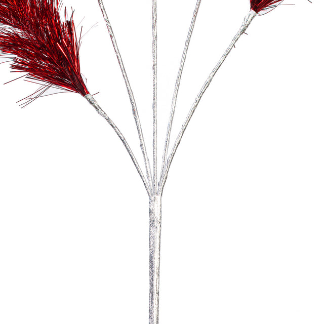 31" Red Tinsel Brush 5-Tip Spray