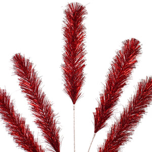 31" Red Tinsel Brush 5-Tip Spray