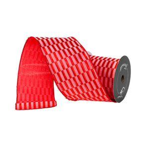 4 inch x 5 yards Farrisilk Zellige Wired Ribbon, Red