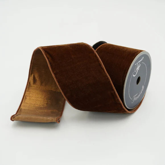 2.5" x 10YDS Pecan Velvet Luster Farrisilk Wired Ribbon