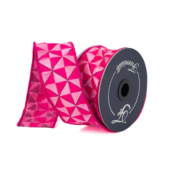 2"X10YDS Light Pink & Hot Pink Geochecks Ribbon