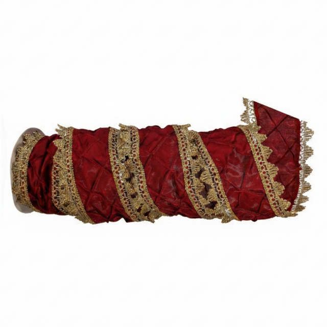 4" Burgundy Center Brocade with Gilded Ribbon- 5 Yards