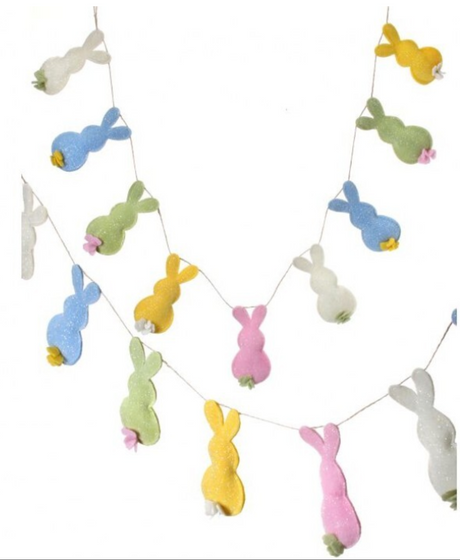 5 foot Glitter Felt Bunny Easter Garland
