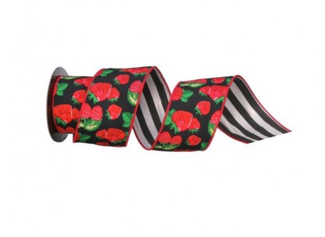 4" x 10YDS Strawberry Double-Sided Ribbon