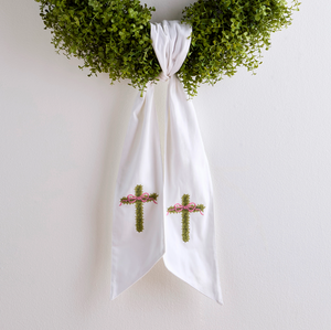 60" Cross Wreath Sash for Easter & Spring