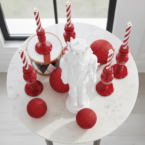 Set of 3 Glossy Red Taper Candle Holders | 10", 12" & 14"