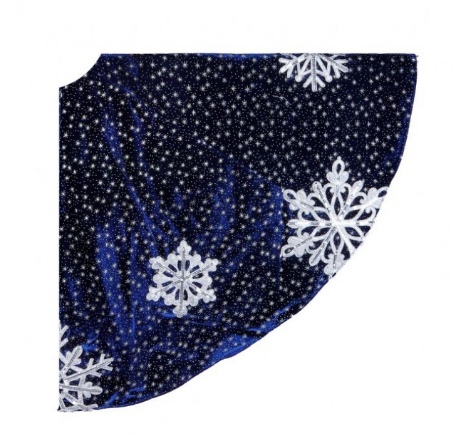 64" Blue Winter's Night Snowflake Velvet Tree Skirt