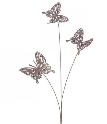 32" Blush Winter Jewel Butterfly Spray