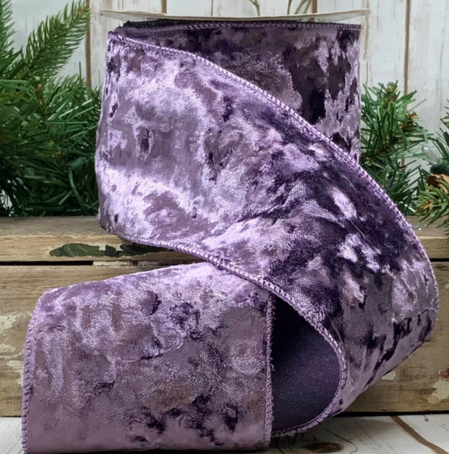 4" Eggplant Crushed Velvet Ribbon- 10 Yards