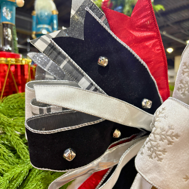 20" Elegant Snowman Christmas Bow | Handtied Designer Bow