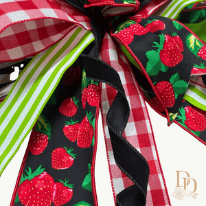 14" x 22" Strawberry Patch Hand-Tied Designer Bow