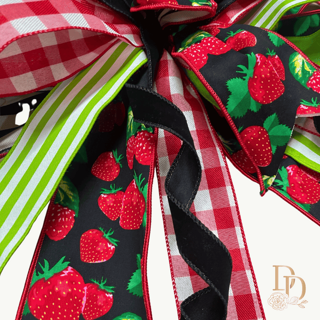 14" x 22" Strawberry Patch Hand-Tied Designer Bow