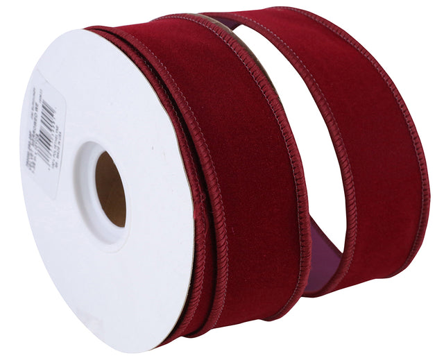 Burgundy Velvet Outdoor Duro Domestic Wired Edge, 1-3/8 Width, 10 Yards