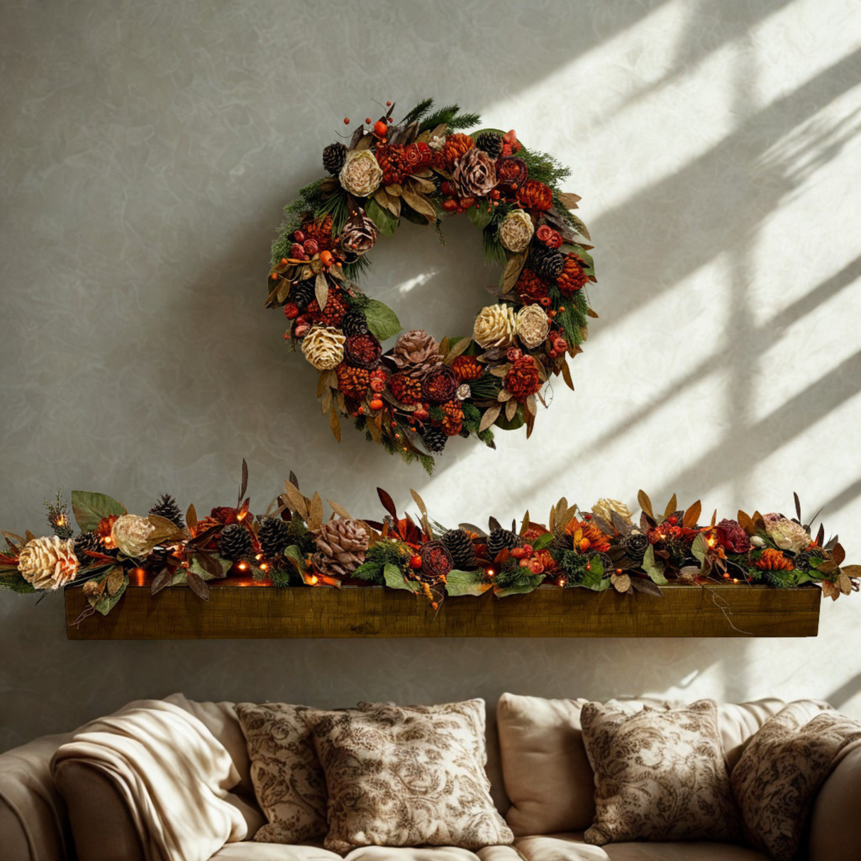 48" Fall Harvest Gratitude Pre-Lit Garland