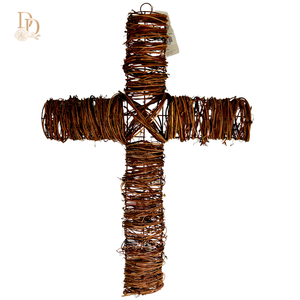 24" x 17.5" Cross Twig Door Decor