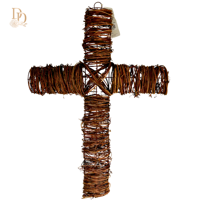 24" x 17.5" Cross Twig Door Decor