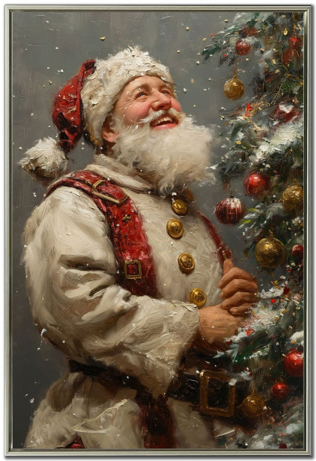 24"x36" Santa Claus & Christmas Tree Wall Art