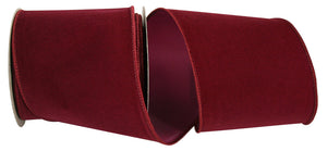 Burgundy Velvet Outdoor Wired Edge Ribbon, 4 Inch, 10 Yards