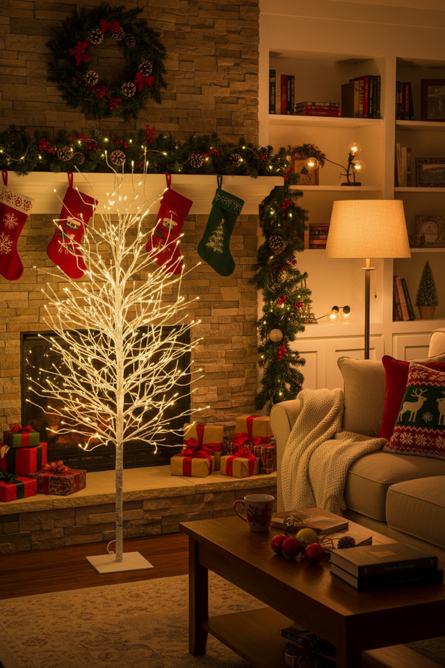 4'|5|6' Holiday Lit Artificial White Birch Tree | Sold Separately