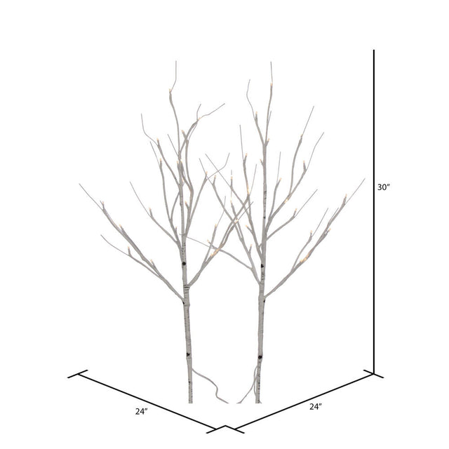 30" White Birch Twig Branch LED 40WW B/O 2/Box
